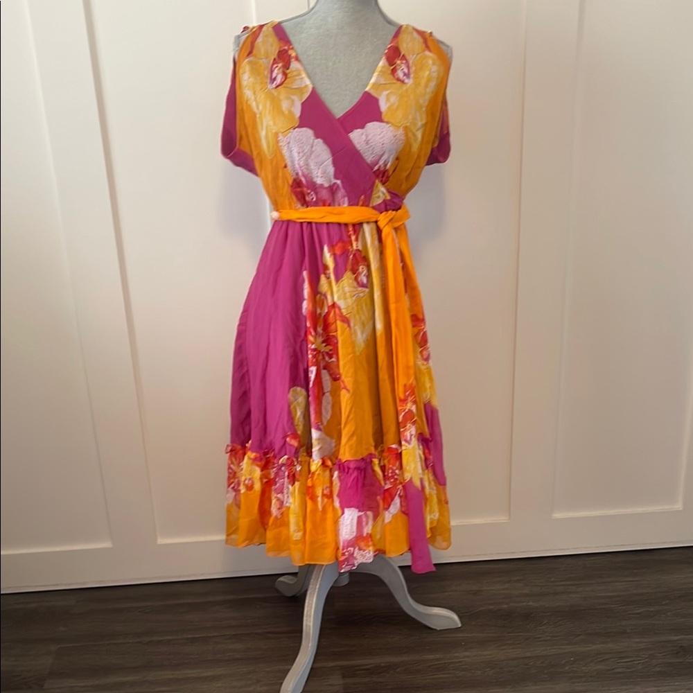 Diane Von Furstenberg Pink and Orange Floral Dress